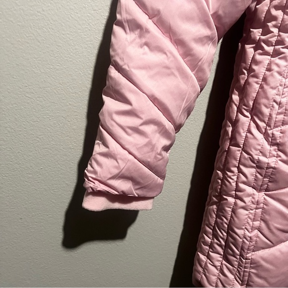 Lands' End - Girls Light Pink Quilted Coat with Faux Fur Hood Size XL - Picture 2 of 5